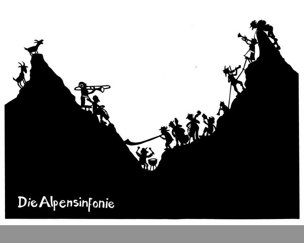 Scherenschnitt Alpen